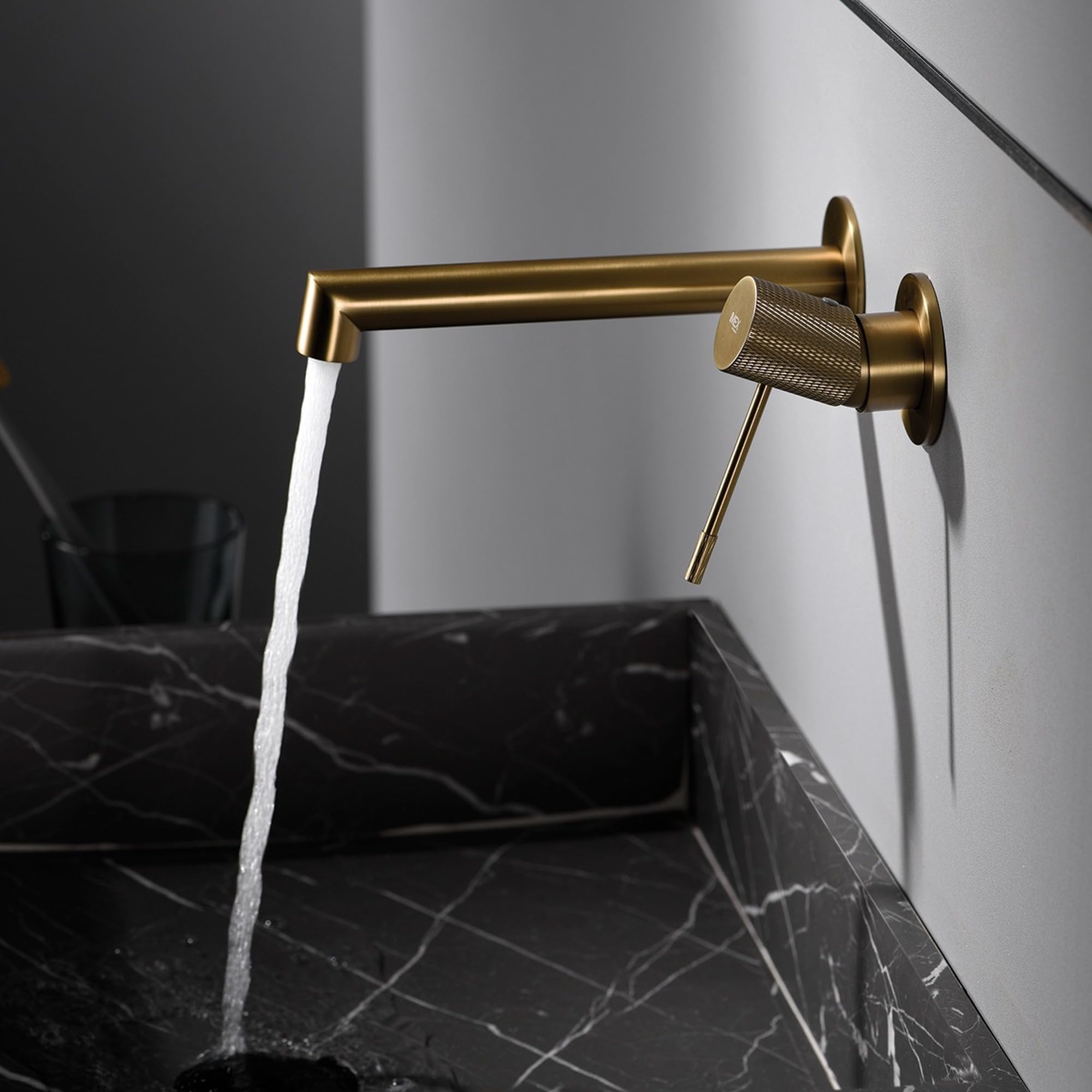 Imex - grifo monomando lavabo empotrado oro serie line