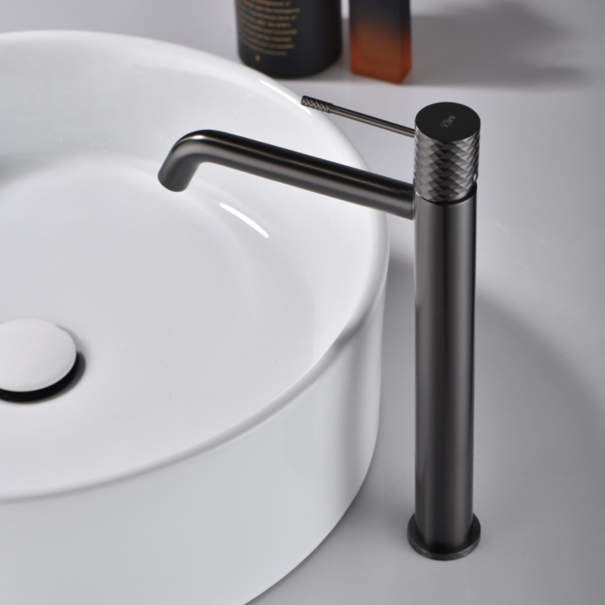 Imex - grifo monomando lavabo caño alto black gun serie génova