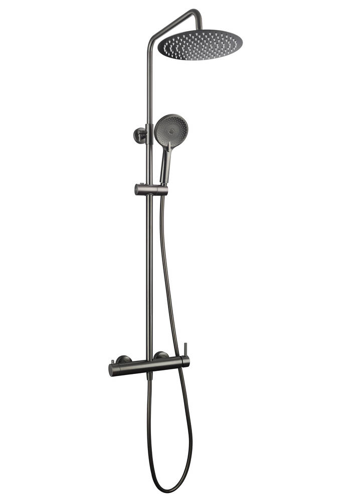 Conjunto de ducha monomando redondo inverter titanio - 90-140cm antical
