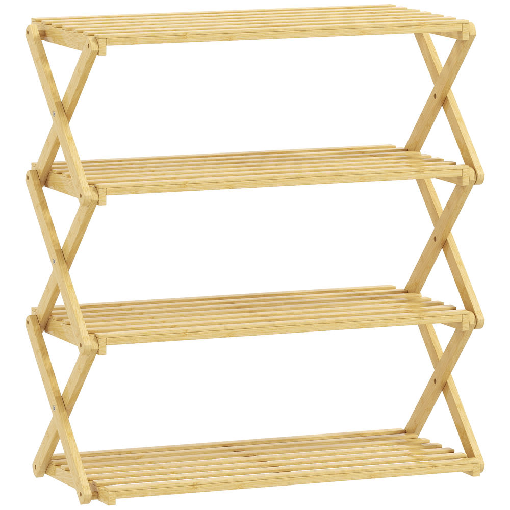 Zapatero plegable 60x29x67 cm bambú color marrón Homcom