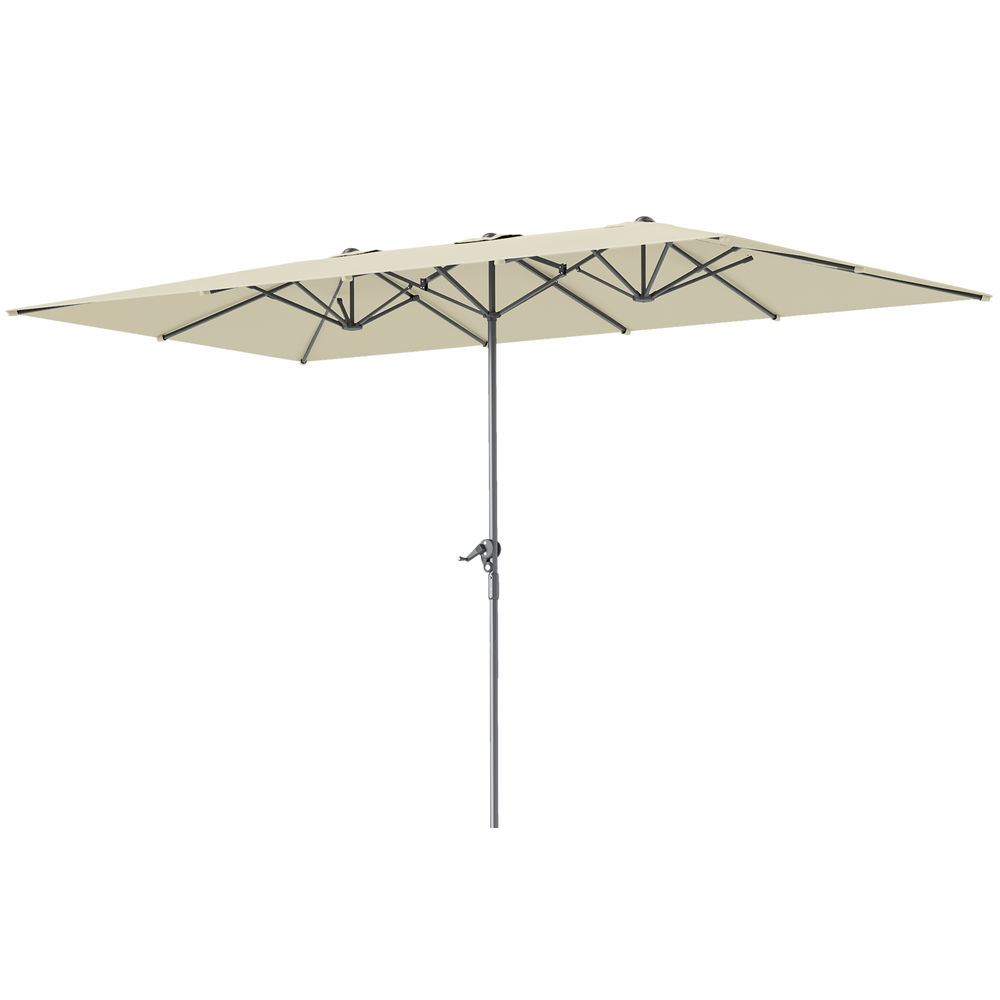 Sombrilla doble 451x264x264 cm aluminio, poliéster bicolor Outsunny