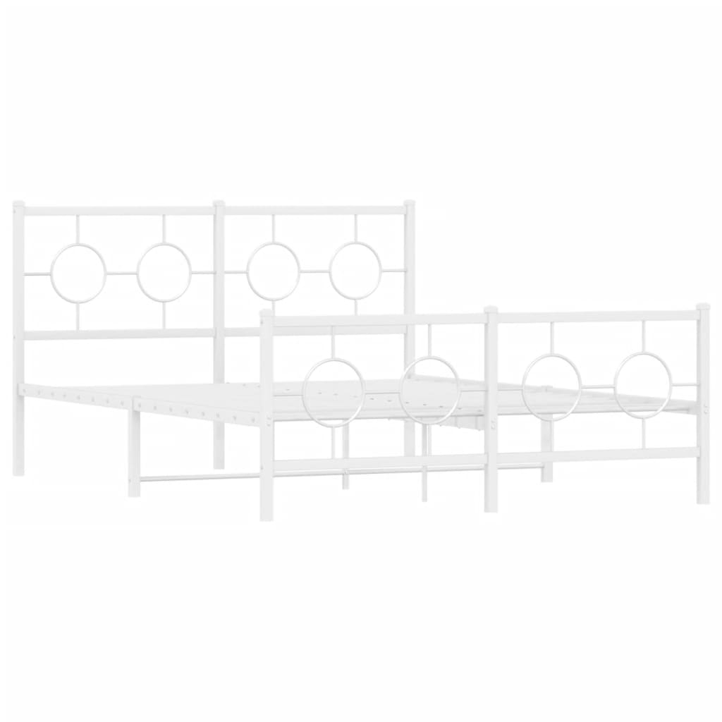 vidaXL estructura cama sin colchón con estribo metal blanco 140x190 cm