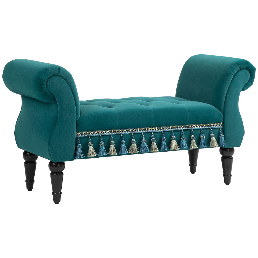 Banco tapizado vintage verde 117 x 40 x 58 cm con gran comodidad