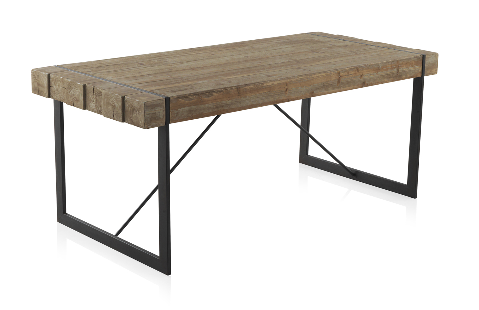 Mesa de madera con patas de metal, 200x90cm
