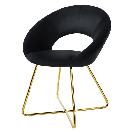 Silla de comedor de terciopelo negro diseño ergonómico