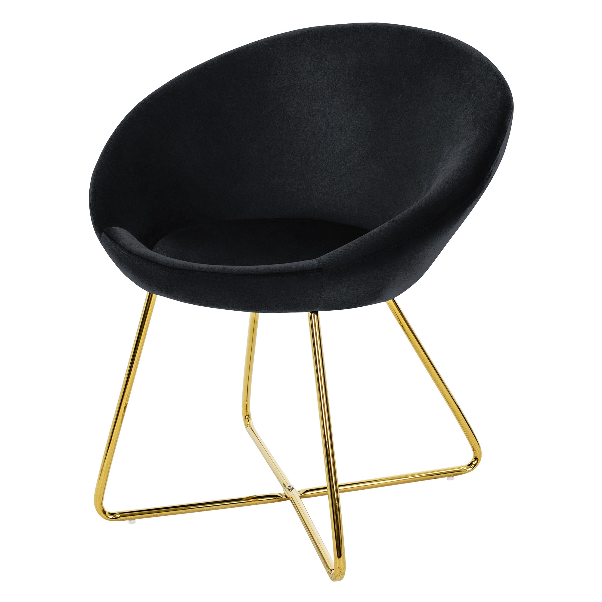 Silla de comedor/salón asiento ergonómico de terciopelo negro