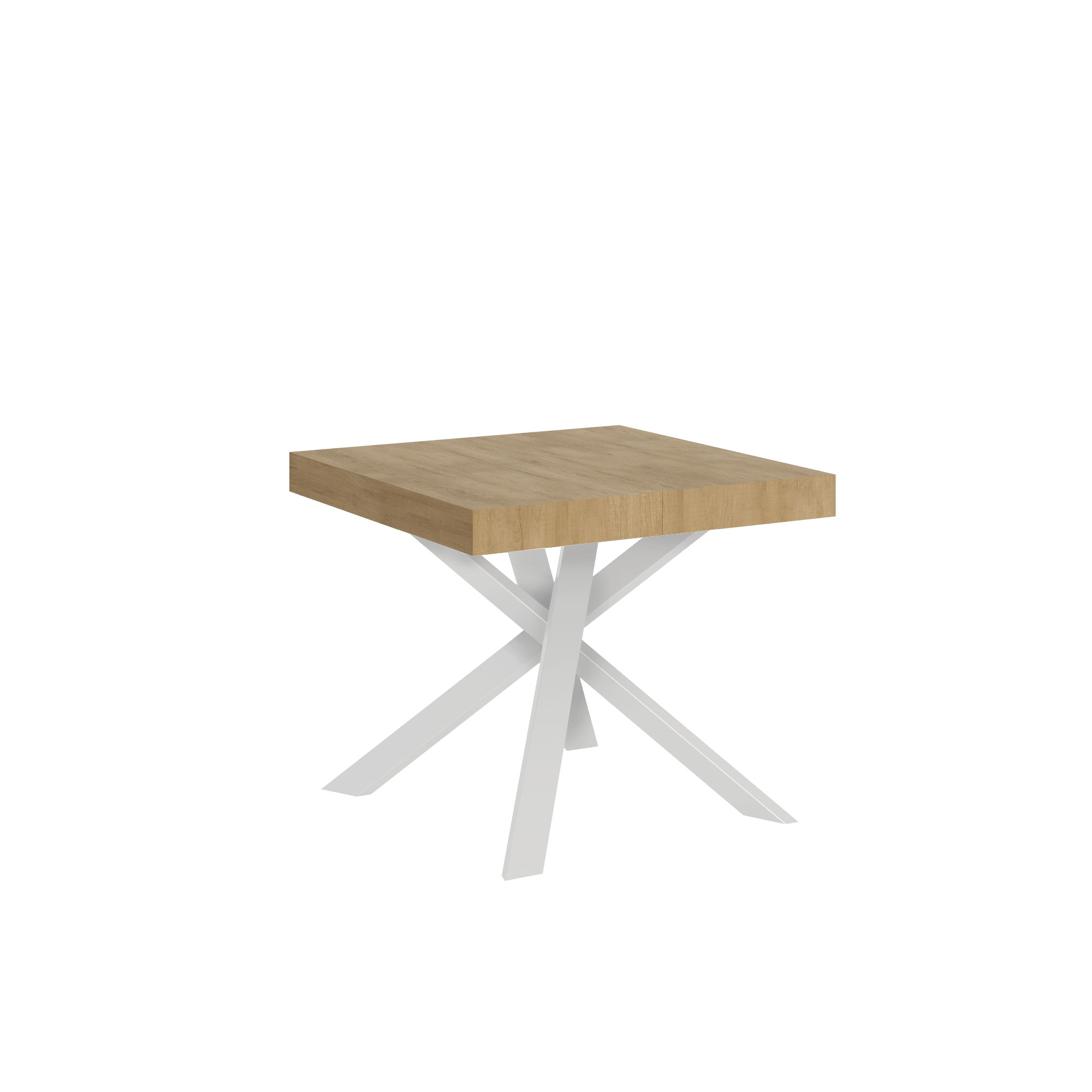 Mesa extensible 90/194x90 cm clerk roble natural patas blancas