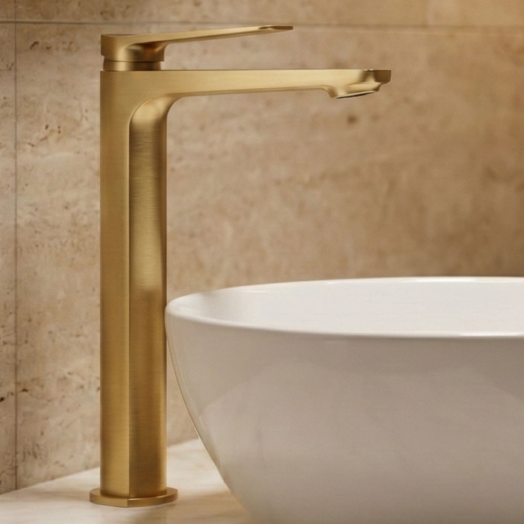 Imex - grifo monomando lavabo caño alto oro serie nápoles