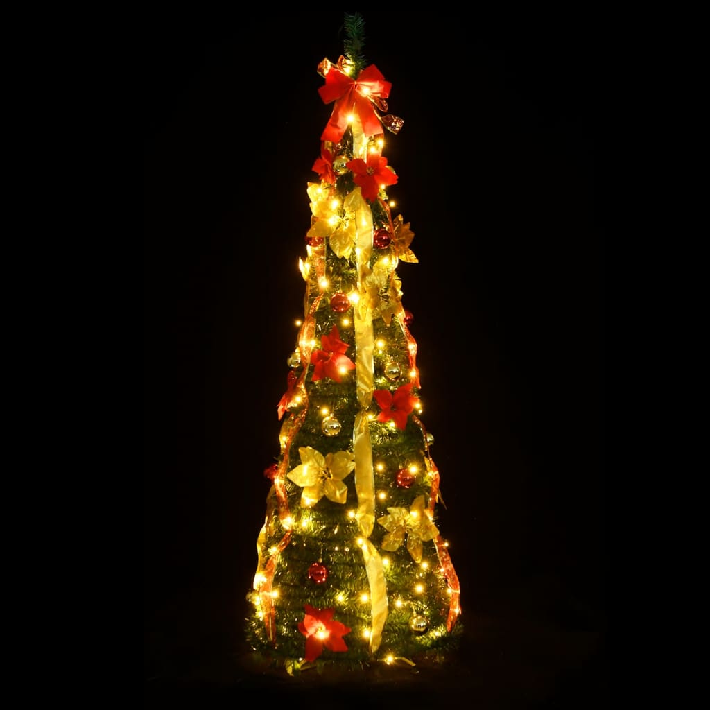 Árbol de navidad artificial desplegable 50 LED verde 120 cm es8113