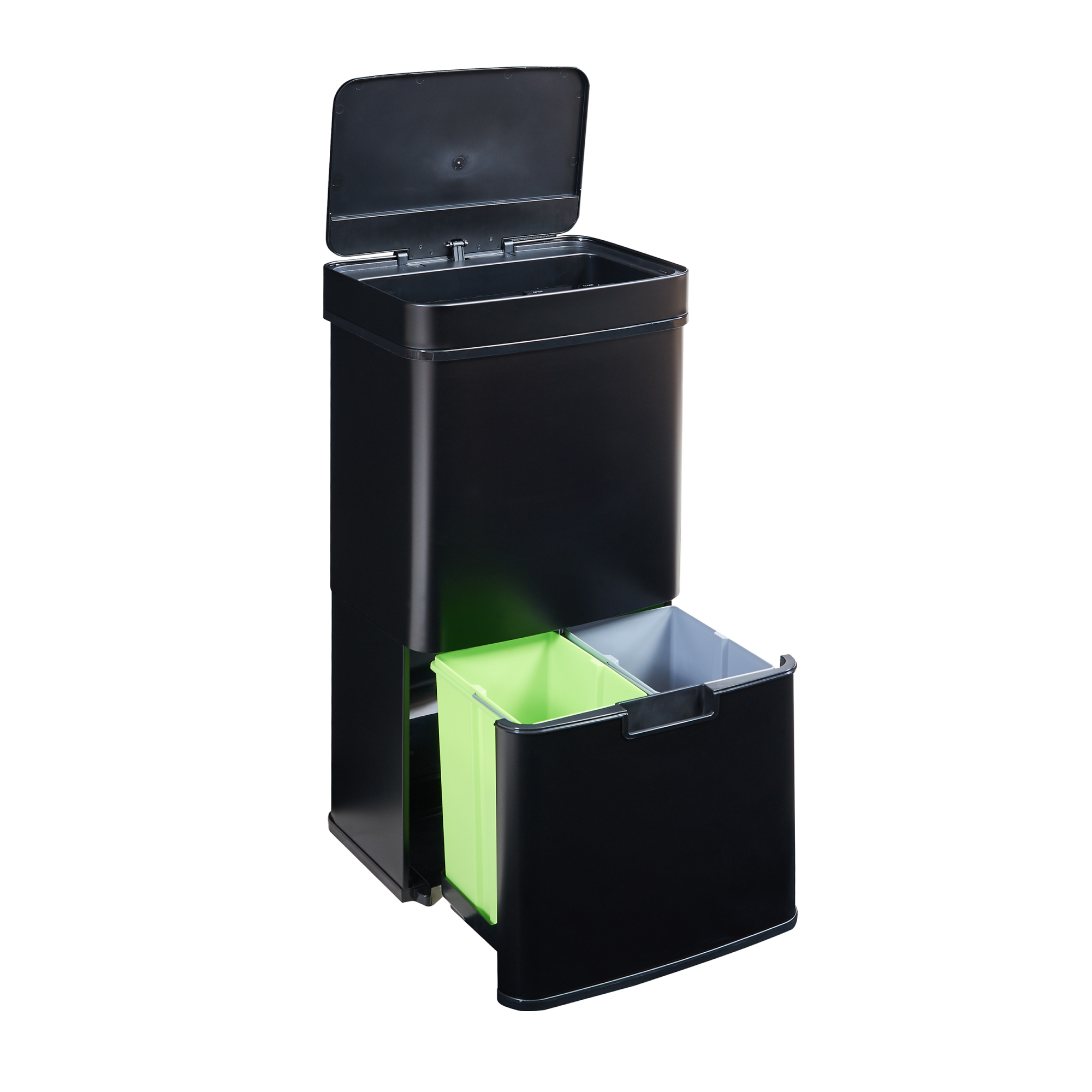 Cubo de basura automático venna con cajón 62 l acero negro [en.casa]