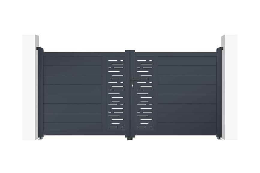 Puerta batiente regulable ancho 3m arlberg h.140cm aluminio gris
