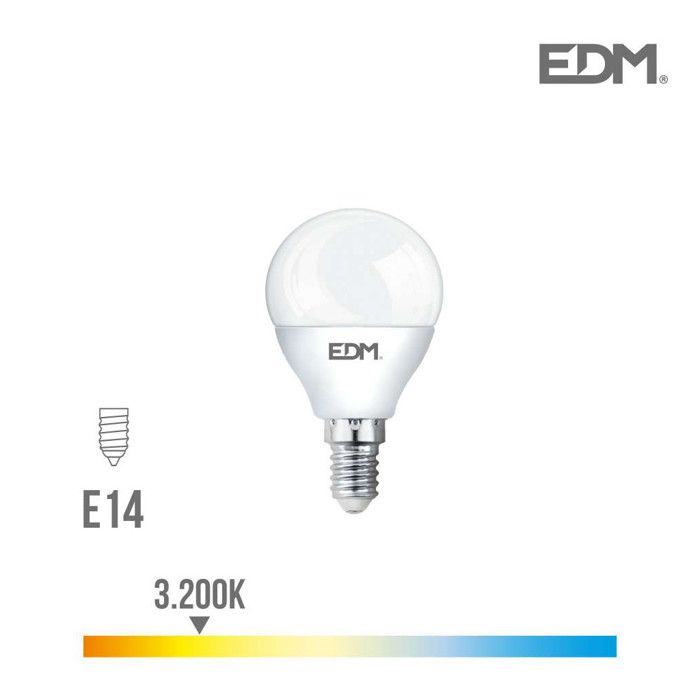 Bombilla esferica LED e14 5 w 400 lm 3200 k luz calida ø4,5 x 8