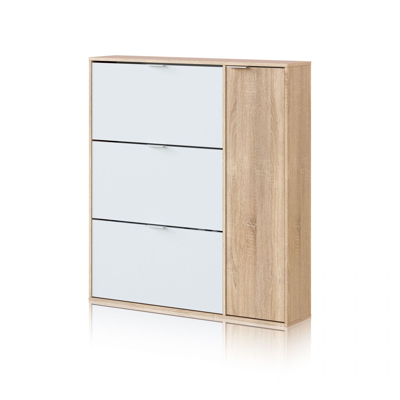 Zapatero de 4 puertas 106x115 cm eris blanco artik - roble canadian