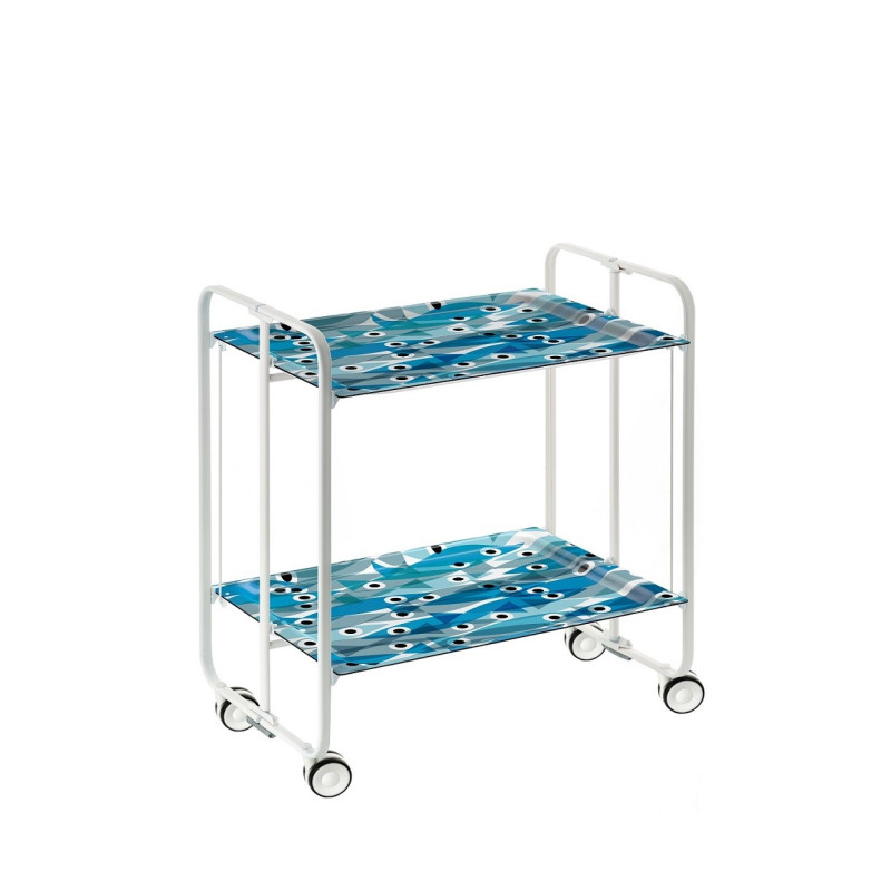 Carrito auxiliar con ruedas bauhaus armazón metálico blanco, 2 bandejas