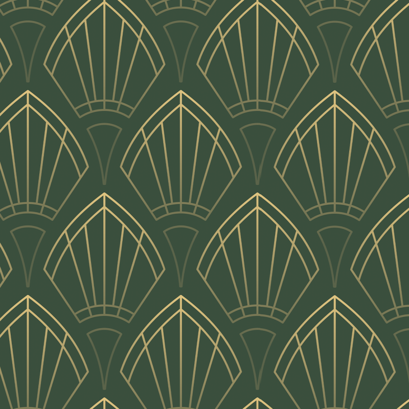 Papel pintado geométrico abanico verde 60cm por 250cm