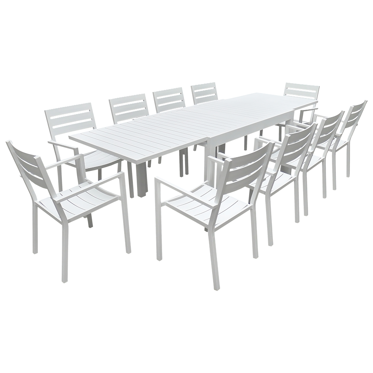 Conjunto de jardín extensible venezia 132/264 de 10 plazas aluminio blanco