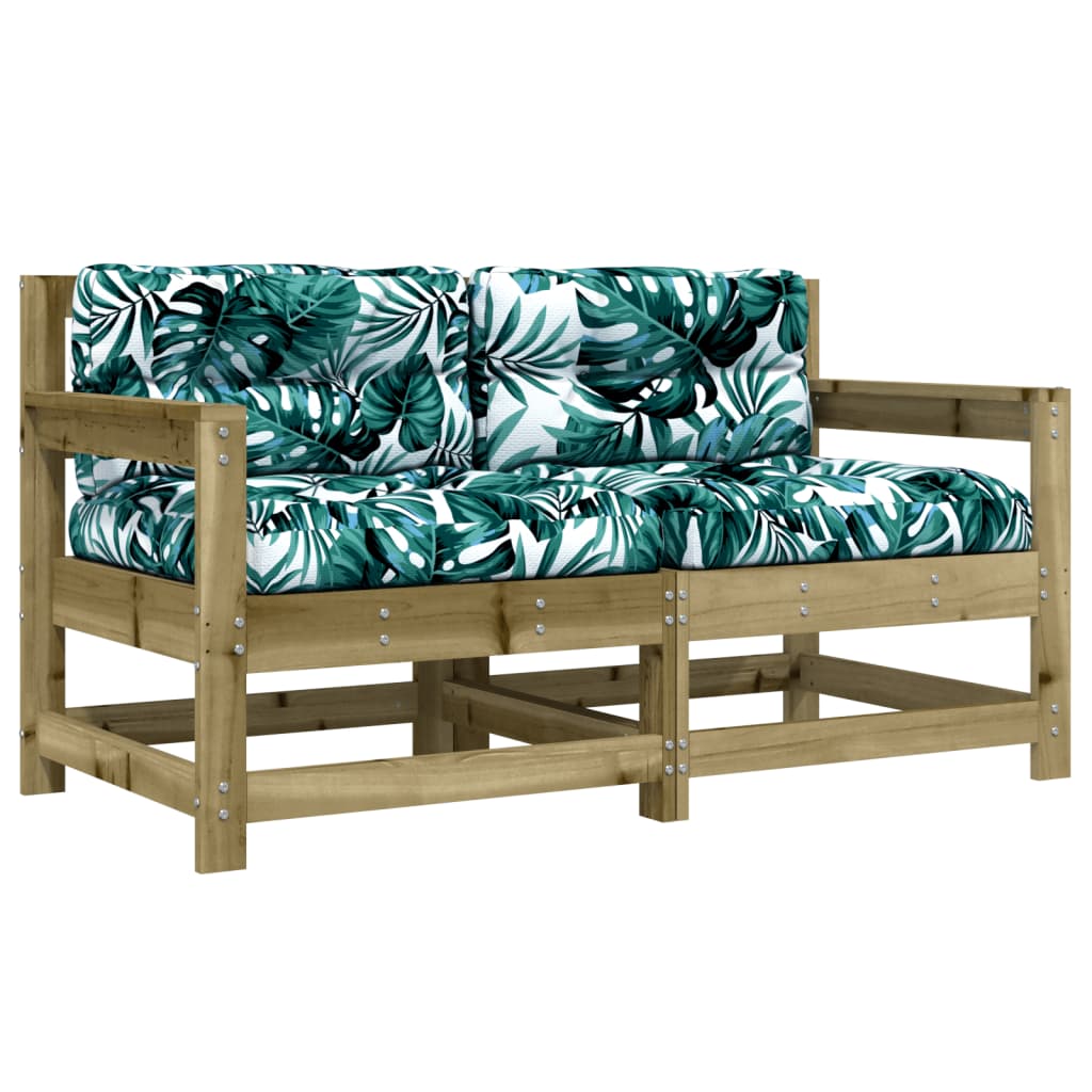 vidaXL sillones de jardín con cojines 2 uds madera de pino impregnada