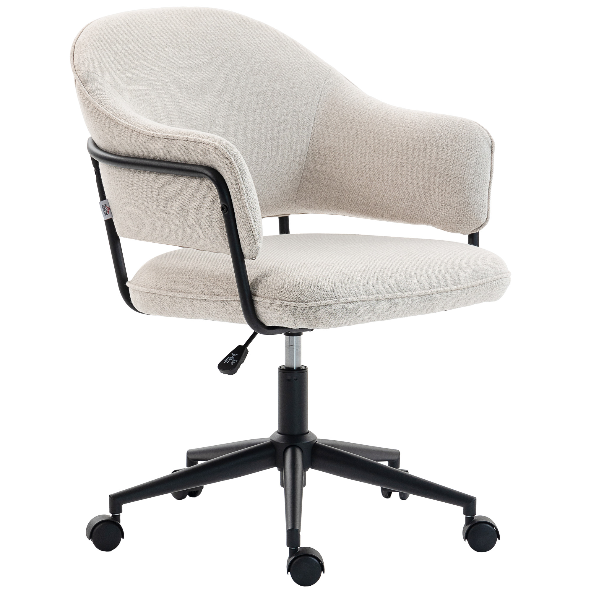 Silla de oficina lino (100% poliéster) blanco 65x63x92 cm