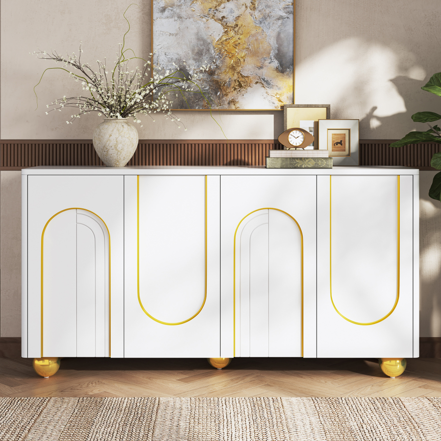 Aparador para salón comedor recibidor 4 puertas blanco 74x140x40cm