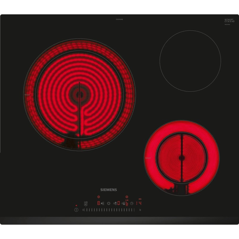 Vitrocerámica Siemens et631fkp8e 60 cm 3 zonas color negro
