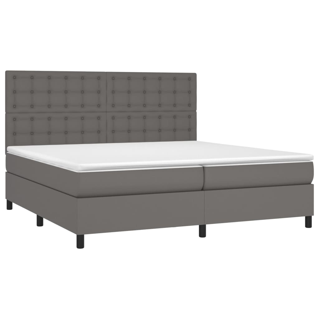 vidaXL cama box spring con colchón cuero sintético gris 200x200 cm