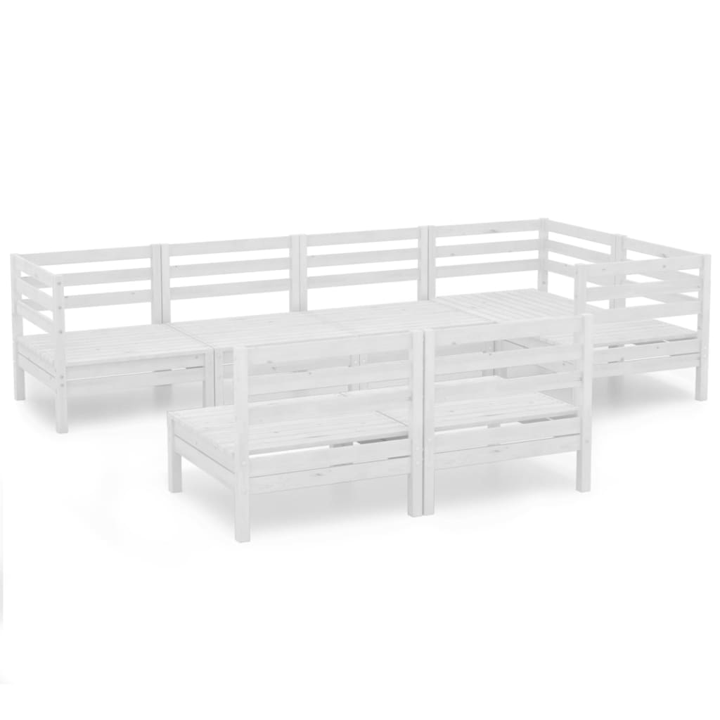 vidaXL juego de muebles de jardín 7 piezas madera maciza pino blanco