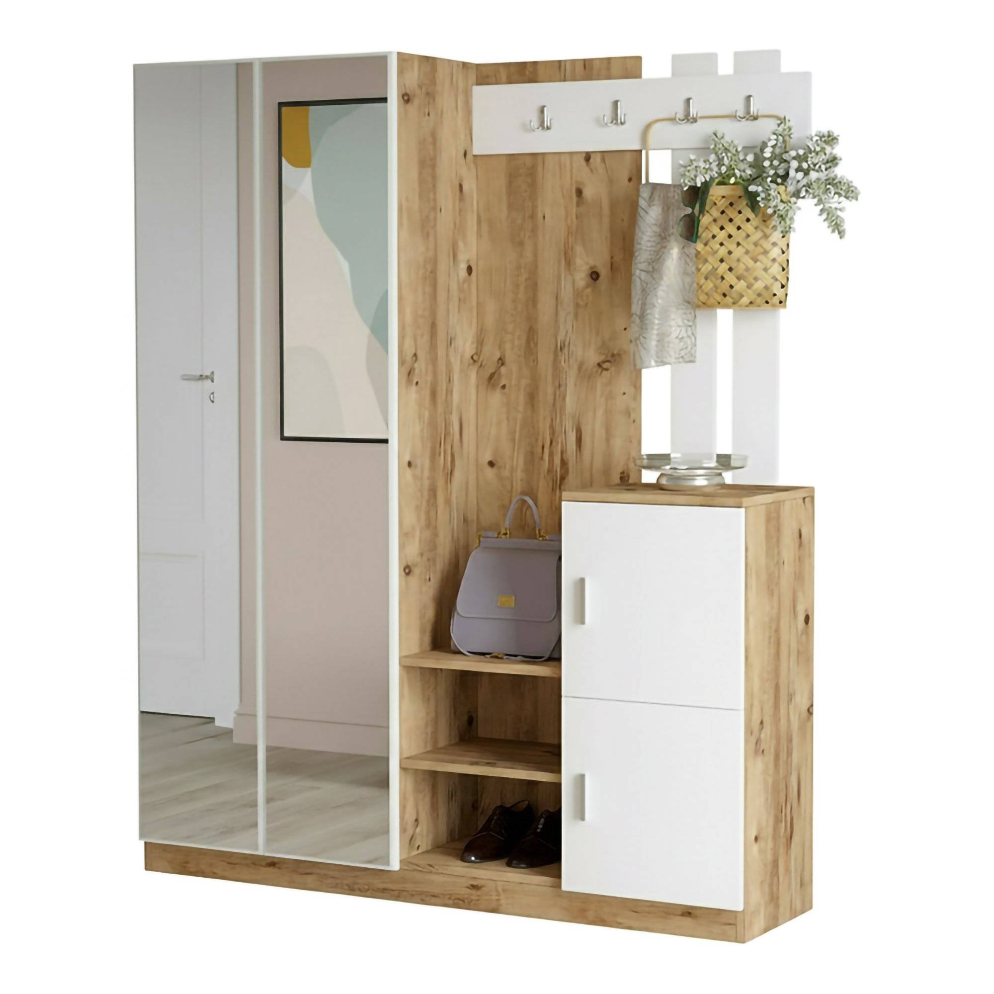 Mueble entrada arcibaldo, 16-24 pares, madera nobilitada