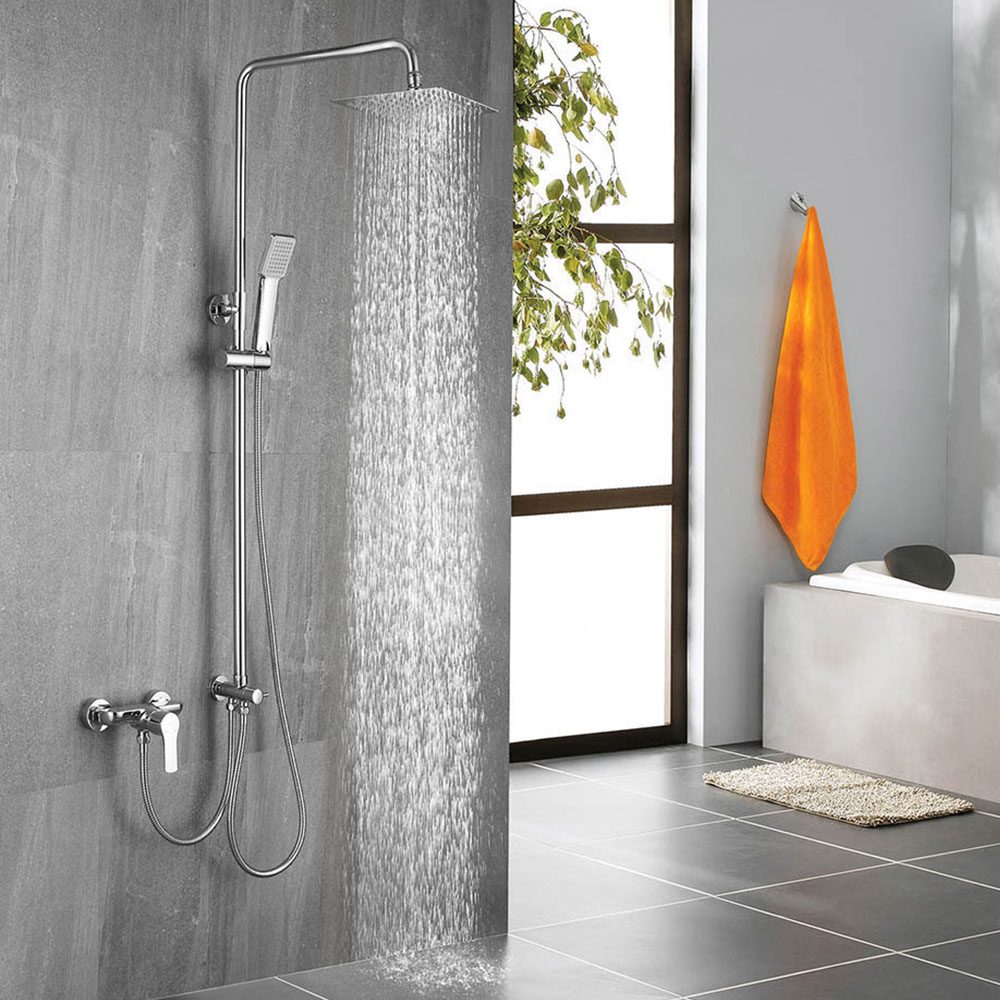 Kibath columna ducha sin grifería ark cuadrada de 80-120 cm cromo brillo