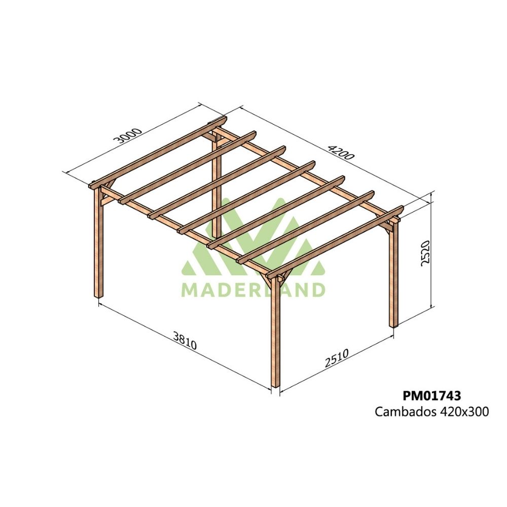 Pérgola de madera maciza - cambados 420x300cm (maderland)