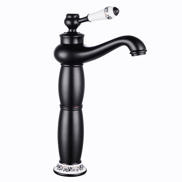 Grifo lavabo caño alto monomando retro, negro