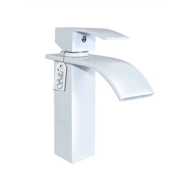 Grifo lavabo monomando retro, blanco