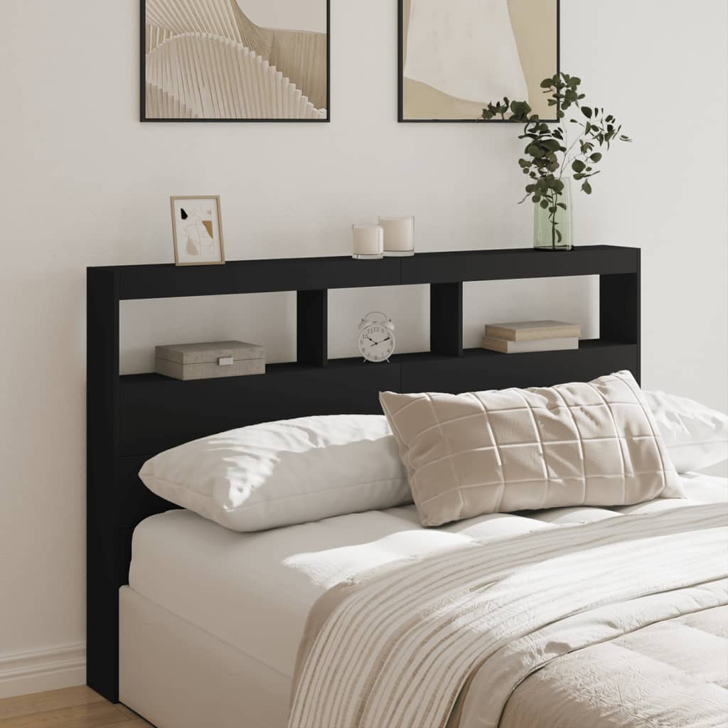 Cabecero de cama con LED negro 160x17x102 cm eso4490