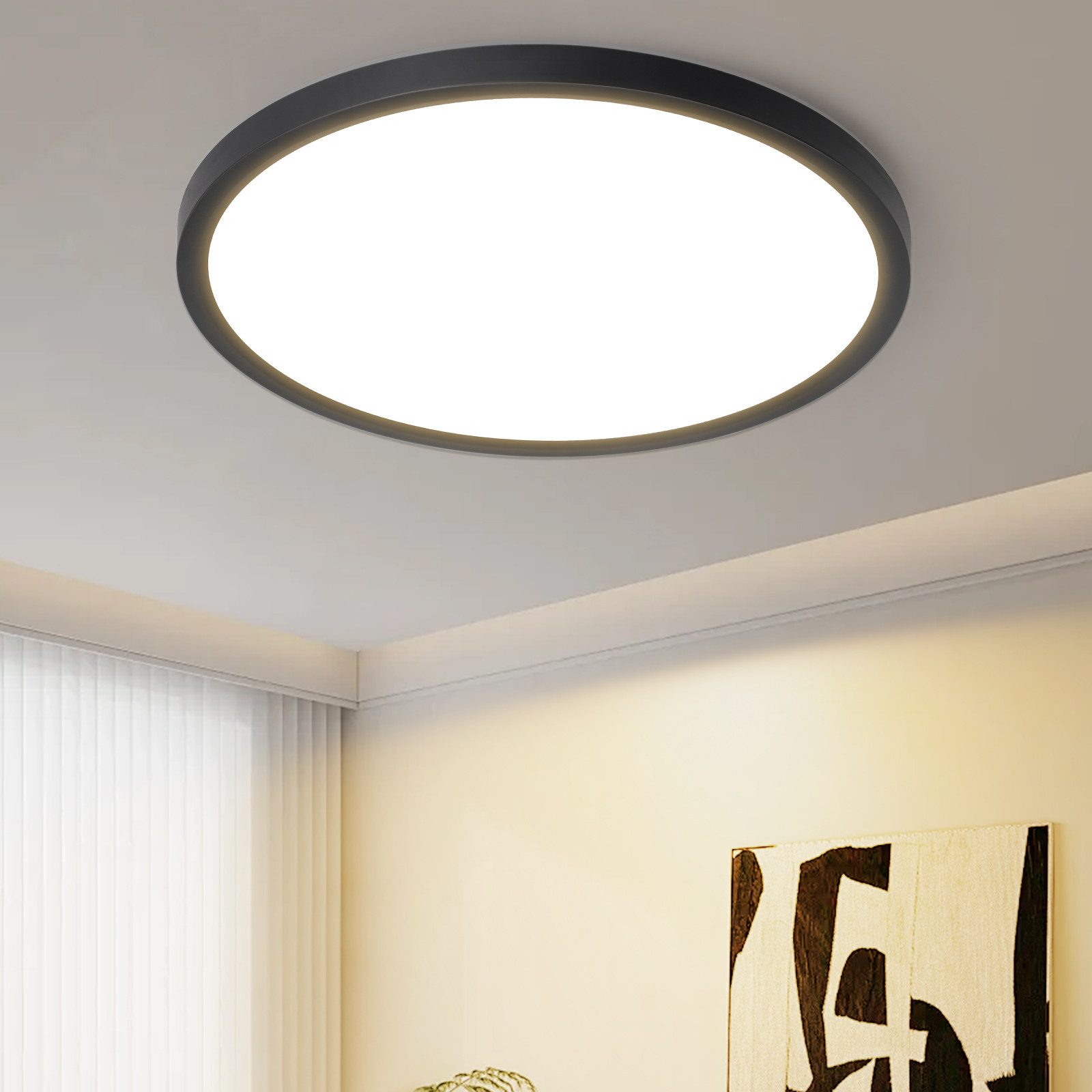 Nettlife plafon de techo LED negro 18x18