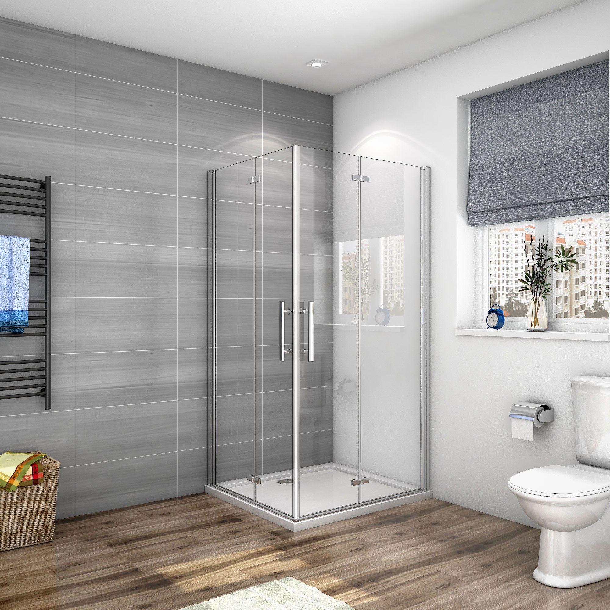 Mampara de ducha angular plegable 6mm antical (68-70)x(88-90)x185cm