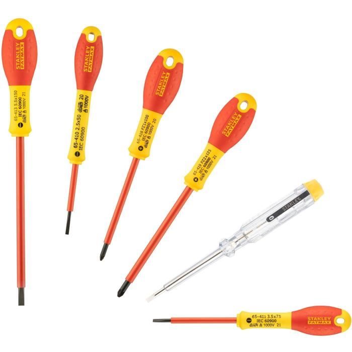 Juego de 6 destornilladores - stanley fatmax - 0-65-443 - aislados 1000v -