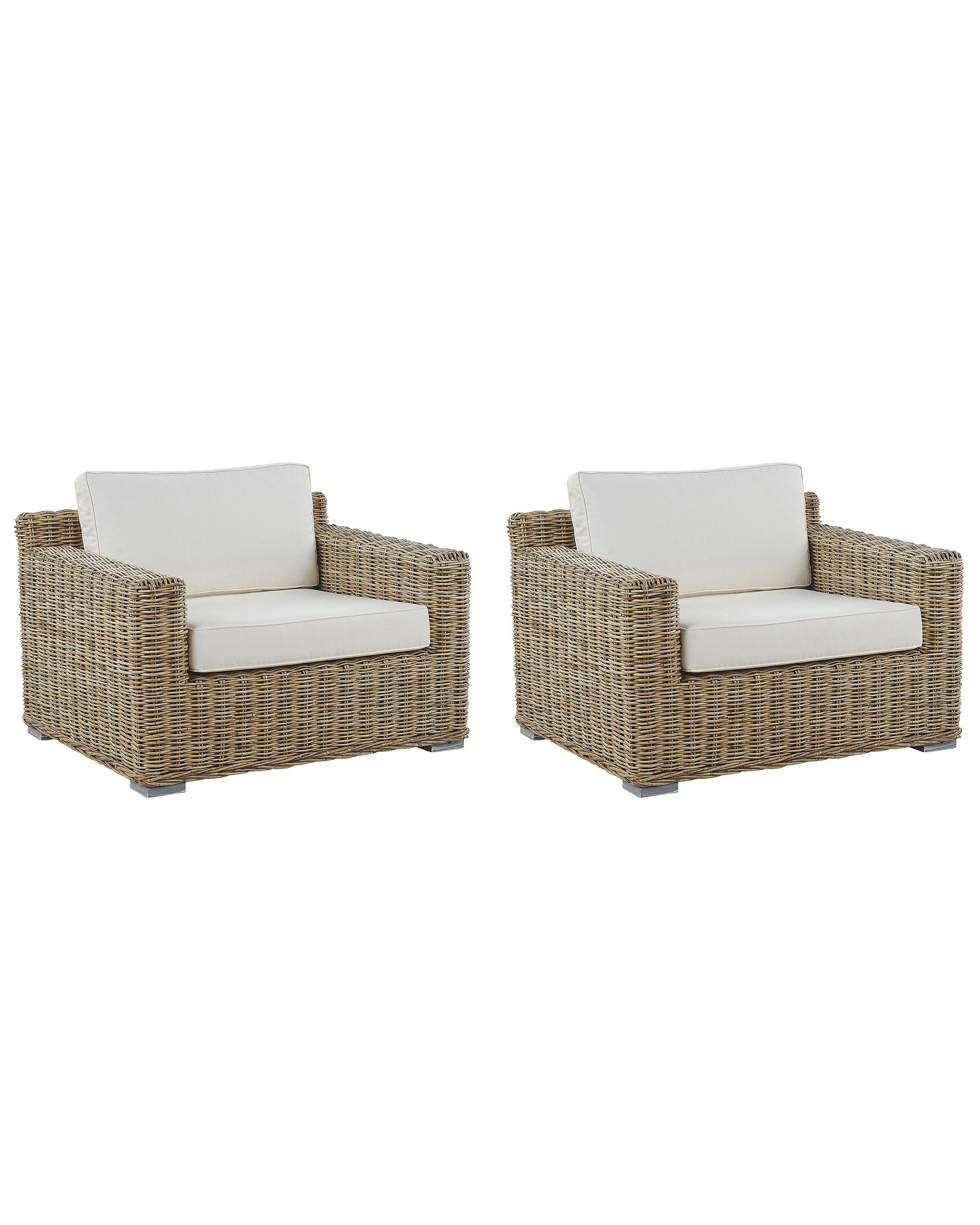 Conjunto de 2 sillones de jardín ardea ratán marrón claro