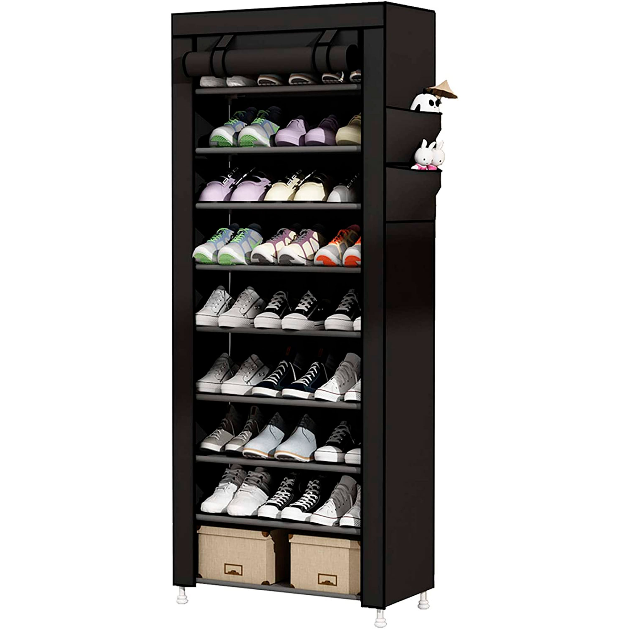 Armario zapatero tela nyana home 160x88x30cm 27 pares negro