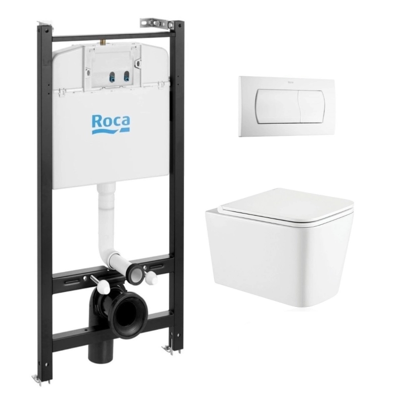 Pack cisterna roca active y pulsador blanco br con inodoro trend de kp