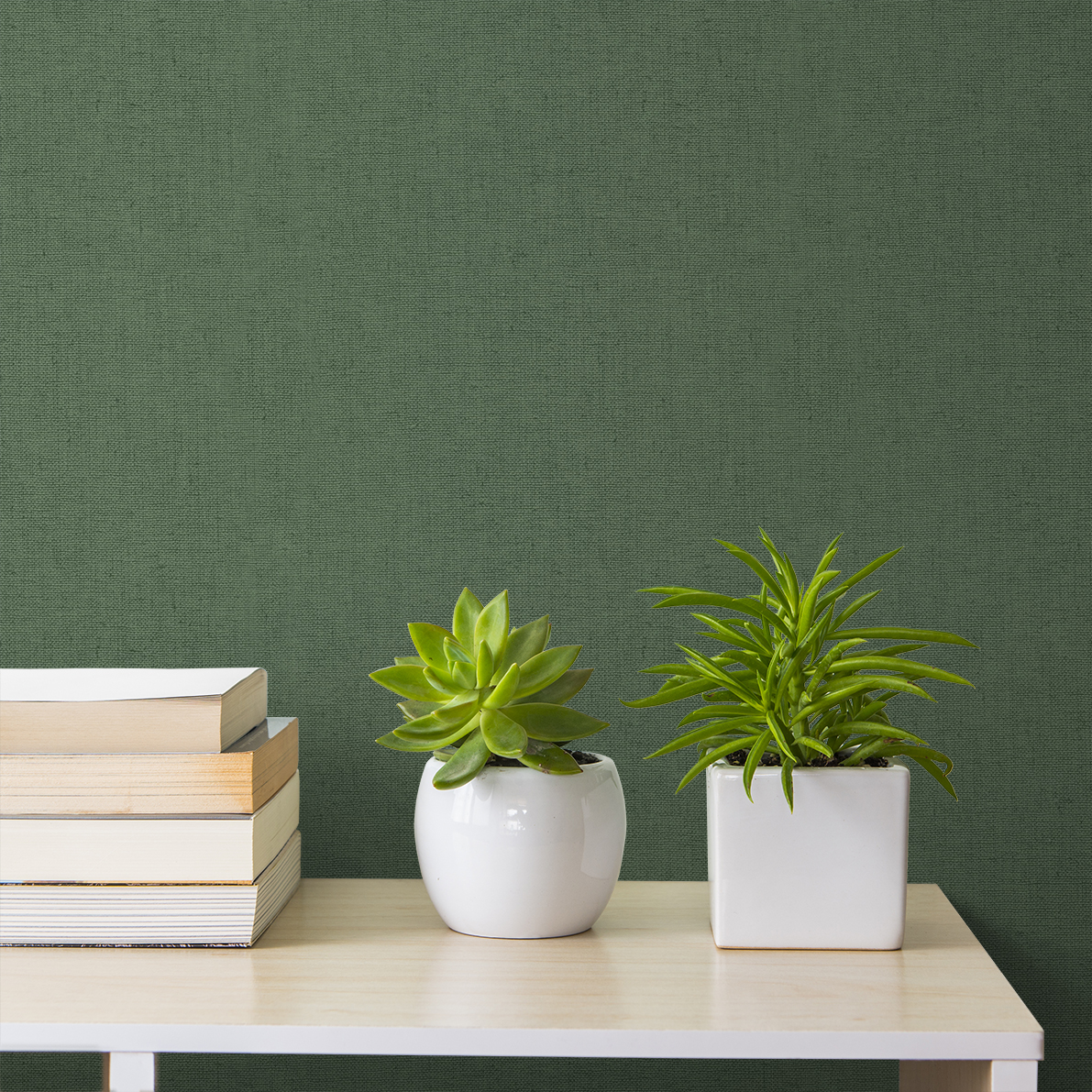 Papel pintado tnt textura textil liso verde oscuro