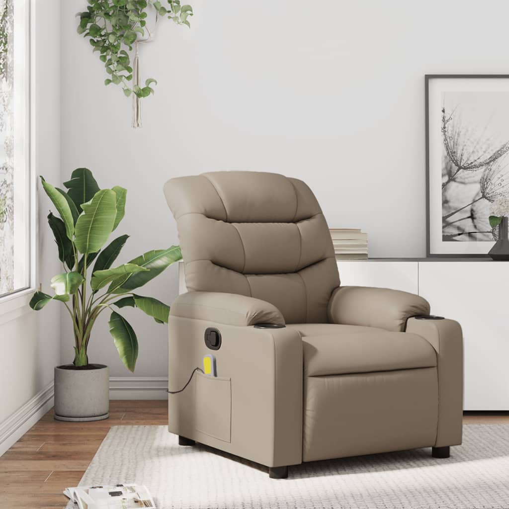 Sillón de masaje reclinable cuero sintético color capuchino qweo9019