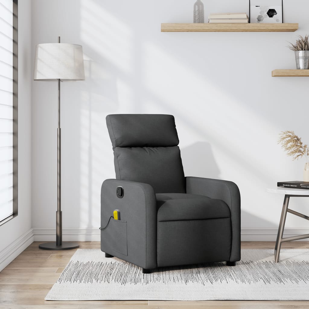 Sillón de masaje reclinable de tela gris oscuro qweo6000