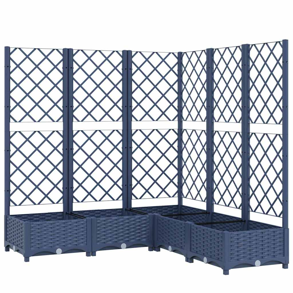 vidaXL jardinera con enrejado pp azul gris 120x120x121,5 cm