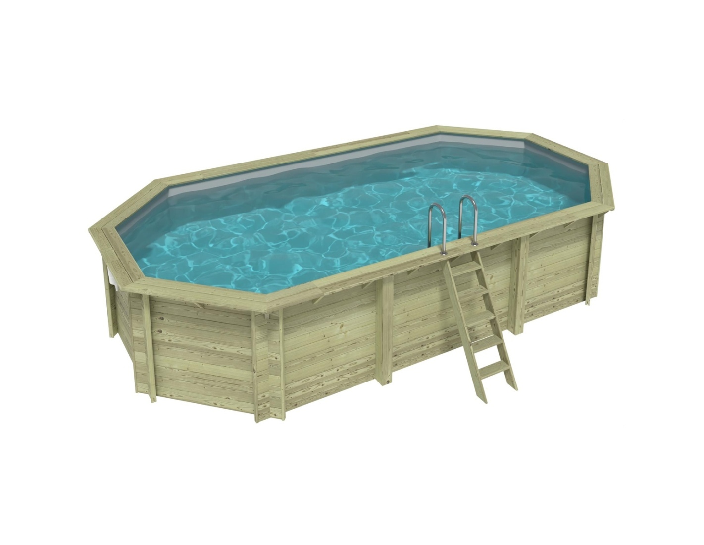 Piscina de madera nemo 7.3x3.97 - h.1.45, gris, con vigas l - bas7305ospl2