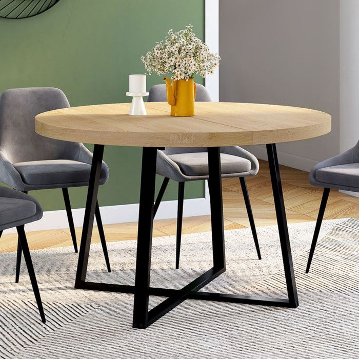 Mesa comedor redonda selma madera negra - 110 cm