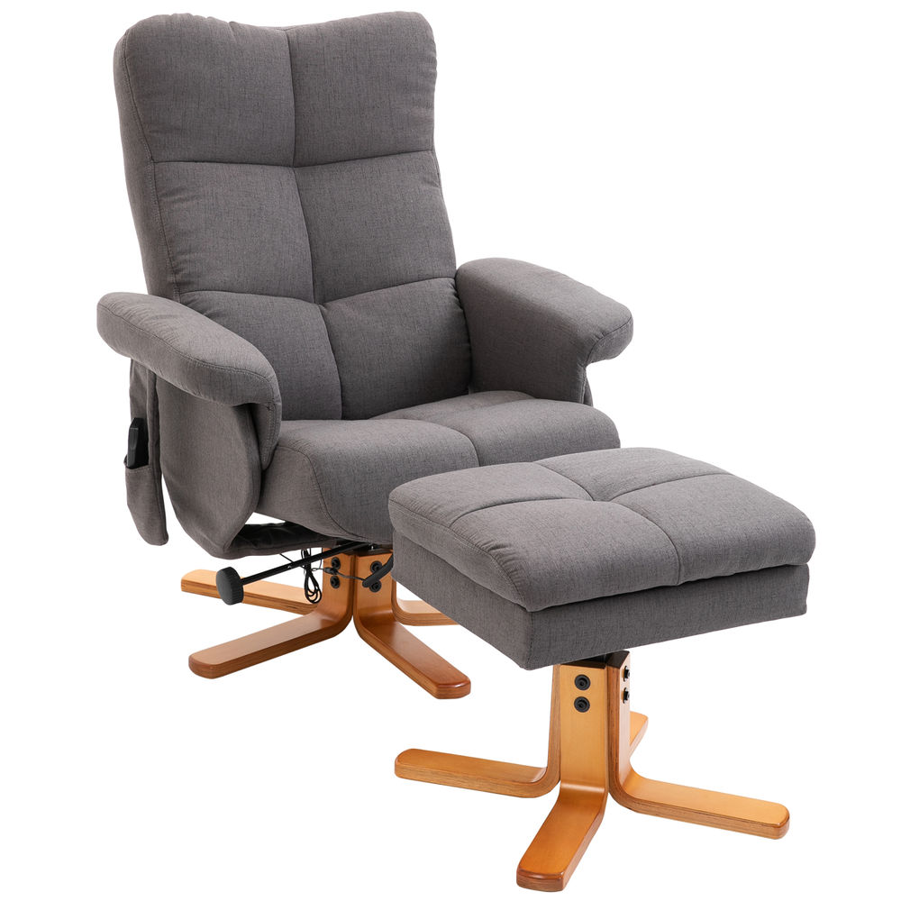Sillón de masaje 80x86x99 cm poliéster, madera color gris Homcom