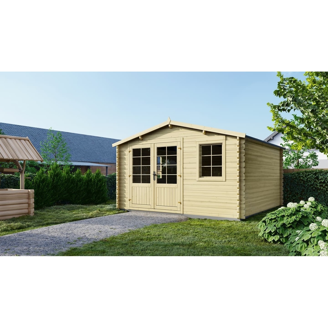 Caseta de jardín de madera 15.21 m2 - 3.9x3.9 m - 40 mm - dom658