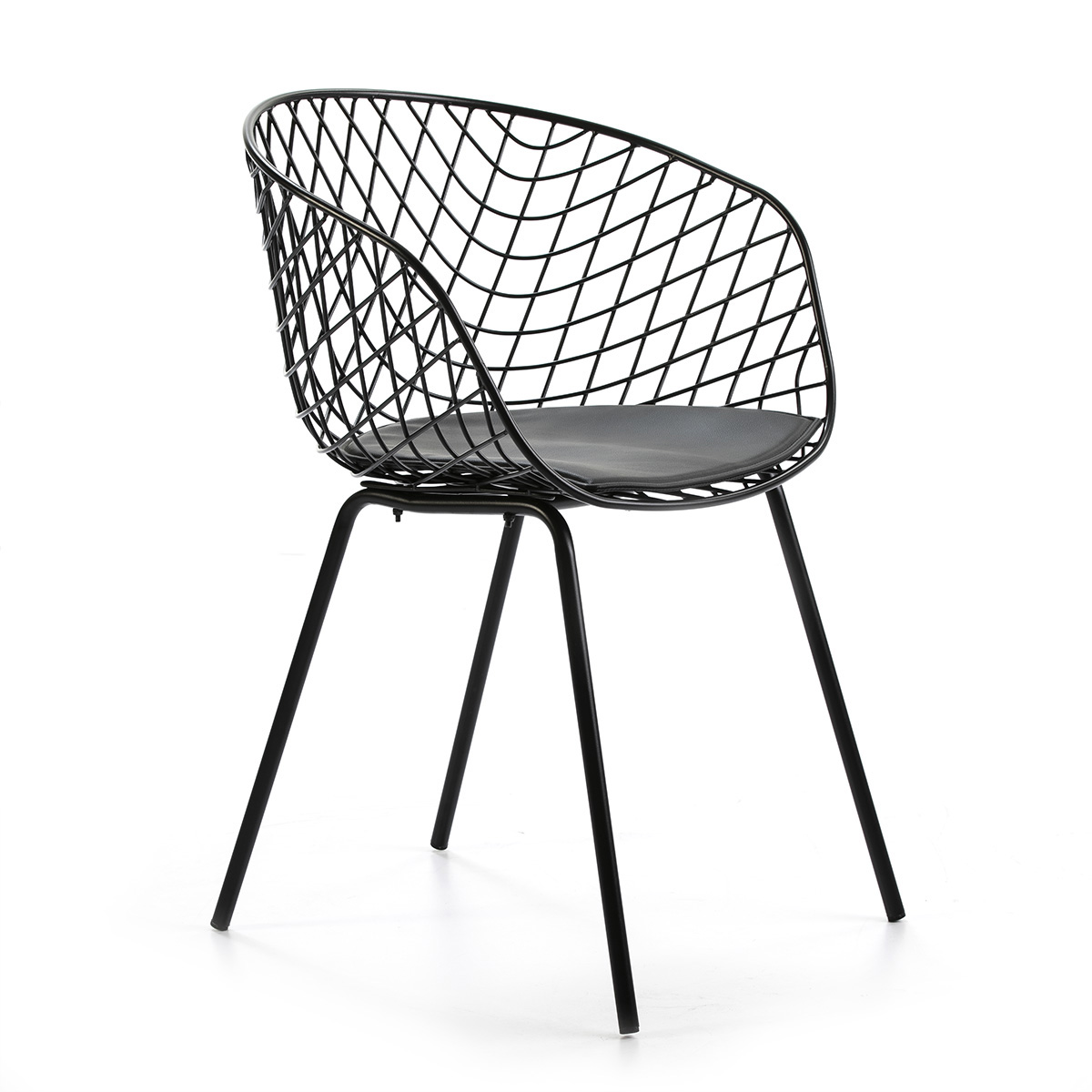 Silla 57x50x79 metal negro c, cojin negro