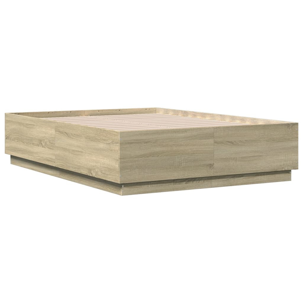vidaXL estructura cama con luces LED madera roble sonoma 140x190 cm