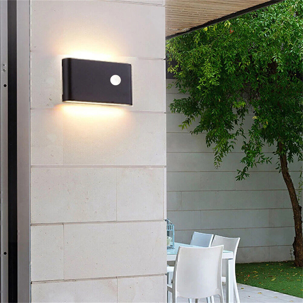 Aplique de pared exterior con sensor 12 w negro