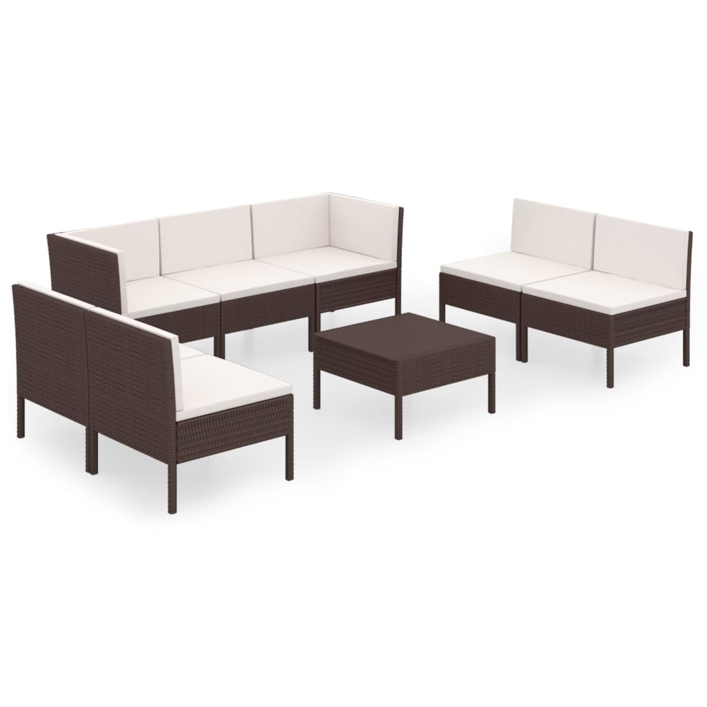 vidaXL set muebles de jardín 8 pzas y cojines ratán sintético marrón